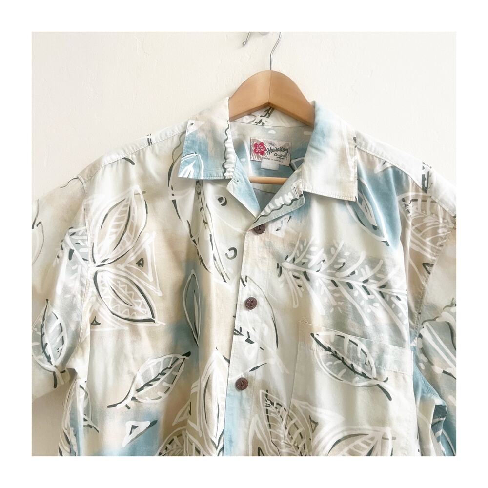 Vintage Hilo Hattie Hawaii Button Shirt Mens Beige Tropical Print L/XL Beachwear - Picture 3 of 8
